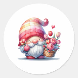 Funny Gnome for Valentine Day ラウンドシール