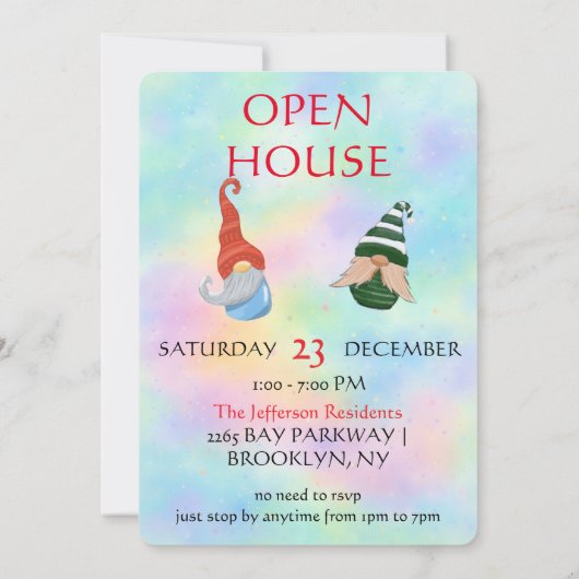 Funny Gnome Party Invitation – Whimsical Cute 招待状 (裏面)