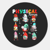 Funny Gnome Physical Therapy Pt Physical Therast C ラウンドシール (正面)
