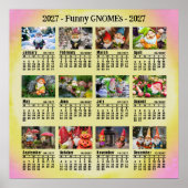 Funny Gnomes 2027 カスタム写真カレンダー - 月曜日始まり ポスター (正面)