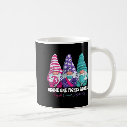 Funny Gnomies Thyroid Cancer Awareness Month Ribbo コーヒーマグカップ (右)