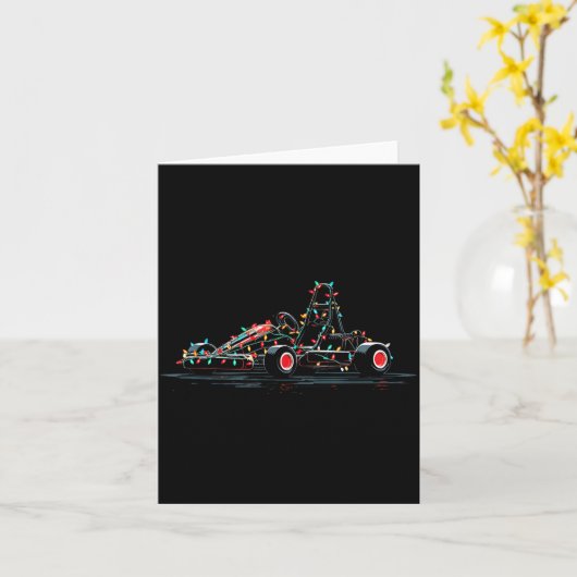 Funny Go Kart Christmas Graphics Lights Lover Kart カード (黄色い花)