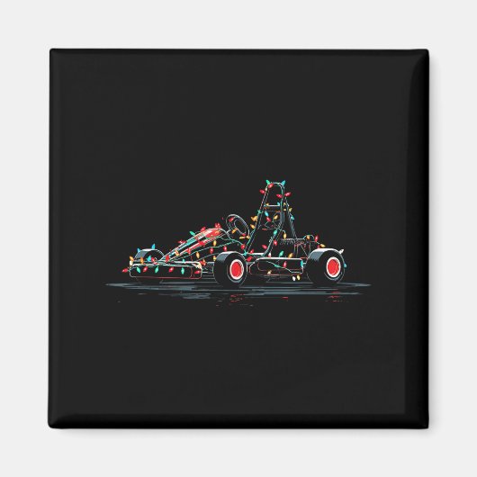 Funny Go Kart Christmas Graphics Lights Lover Kart マグネット (正面)
