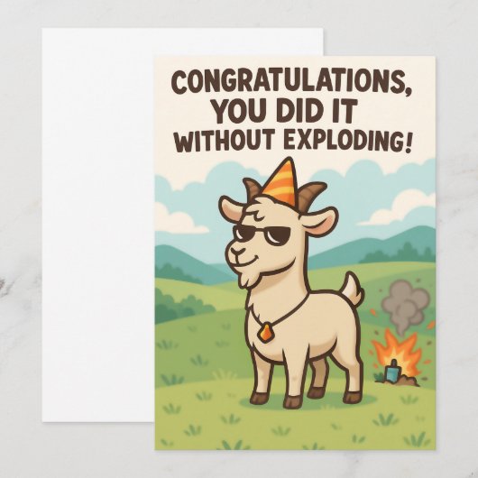Funny Goat Greeting Card - Congratulations サンキューカード (正面/裏面)