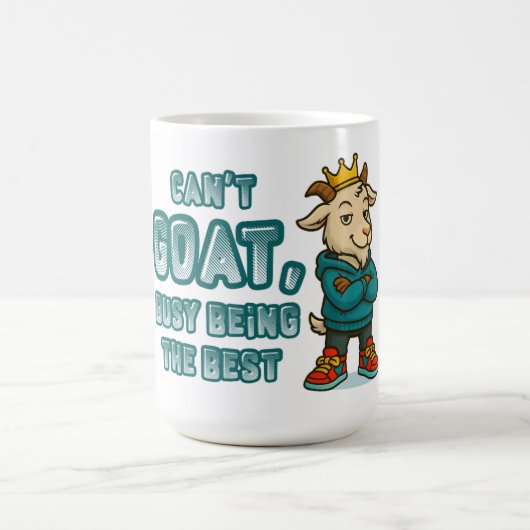 Funny Goat Mug with Crown & Swagger Attitude コーヒーマグカップ (中央)