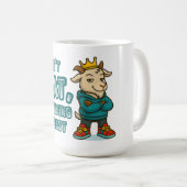 Funny Goat Mug with Crown & Swagger Attitude コーヒーマグカップ (正面右)