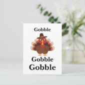 Funny Gobble Thanksgiving Cute Minimalistic Turkey シーズンポストカード (スタンド正面)
