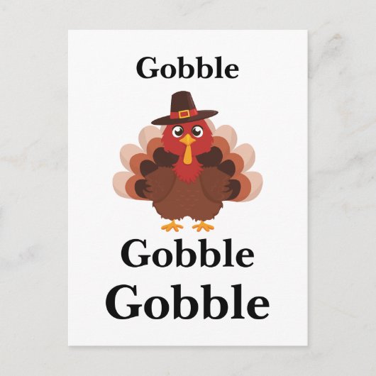 Funny Gobble Thanksgiving Cute Minimalistic Turkey シーズンポストカード (正面)