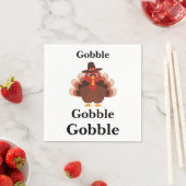 Funny Gobble Thanksgiving Cute Minimalistic Turkey スタンダードカクテルナプキン (インサイチュ)