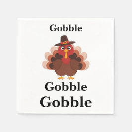 Funny Gobble Thanksgiving Cute Minimalistic Turkey スタンダードカクテルナプキン