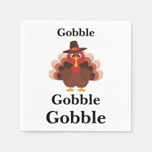 Funny Gobble Thanksgiving Cute Minimalistic Turkey スタンダードカクテルナプキン (正面)