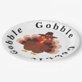 Funny Gobble Thanksgiving Cute Minimalistic Turkey ペーパープレート (アングル)