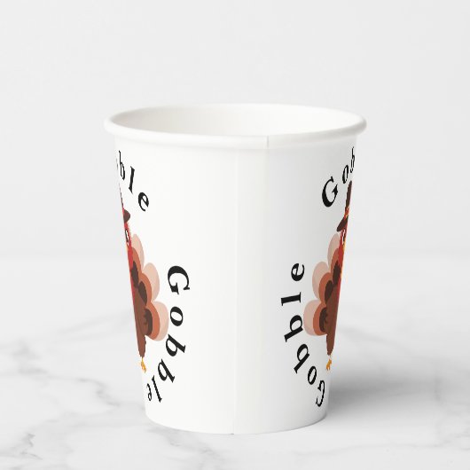 Funny Gobble Thanksgiving Cute Minimalistic Turkey 紙コップ (右)