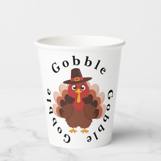 Funny Gobble Thanksgiving Cute Minimalistic Turkey 紙コップ (正面)