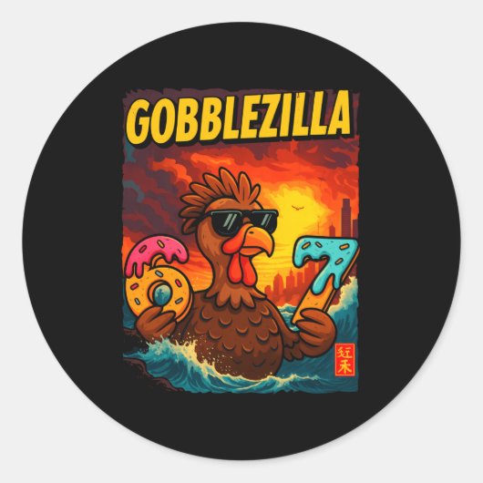 Funny Gobblezilla Meme Thanksgiving And 6-7 Christ ラウンドシール (正面)