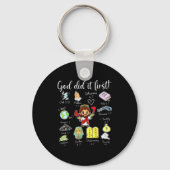 Funny God Did It First 67 Meme Jesus Christian Bib キーホルダー (正面)
