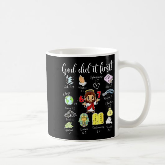 Funny God Did It First 67 Meme Jesus Christian Bib コーヒーマグカップ (右)