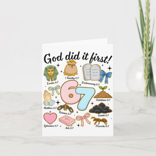 Funny God Did It First 67 Six Seven Christian Bibl カード (正面)