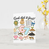 Funny God Did It First 67 Six Seven Christian Bibl カード (黄色い花)