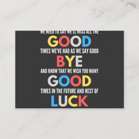 Funny Going Away Farewell 名刺 (正面)