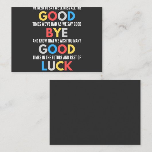 Funny Going Away Farewell 名刺 (正面/裏面)