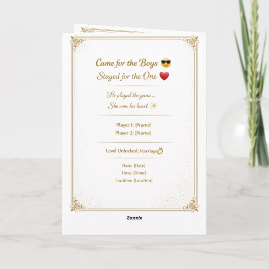 Funny Gold Wedding Invitation Template | Modern Ed カード (裏面)