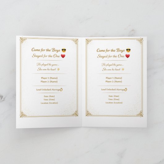 Funny Gold Wedding Invitation Template | Modern Ed カード (内部)