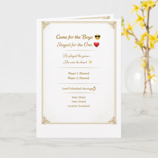 Funny Gold Wedding Invitation Template | Modern Ed カード (黄色い花)