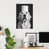 Funny Golden Retriever Bathroom Print, Toilet ポスター (ホームオフィス)