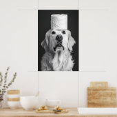 Funny Golden Retriever Bathroom Print, Toilet ポスター (キッチン)