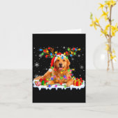 Funny Golden Retriever Christmas Santa Hat Reindee カード (黄色い花)