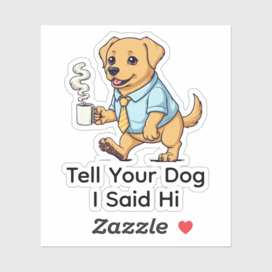 Funny Golden Retriever dog Business Suit Coffee  シール (シート)