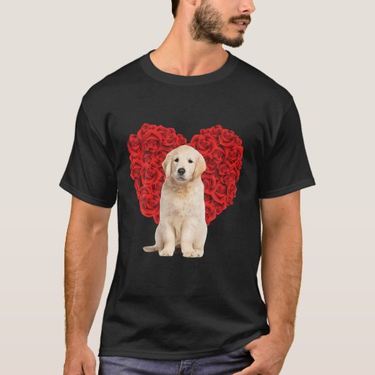 Funny Golden Retriever Heart Valentines Day Dog Da Tシャツ (正面)