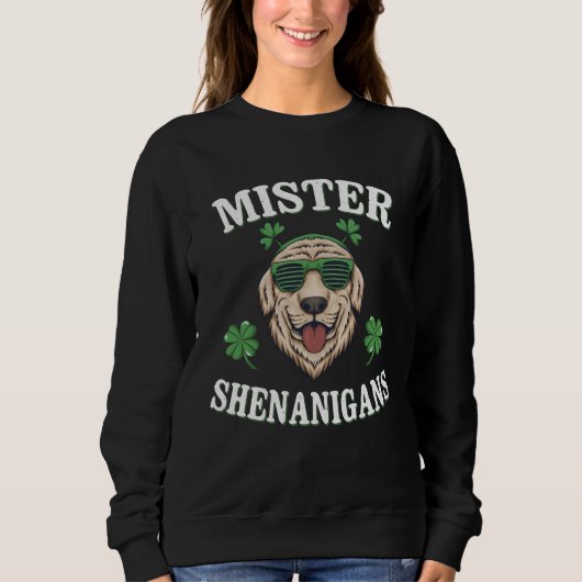 Funny Golden Retriever Saint Patricks Day Mister S スウェットシャツ (正面)
