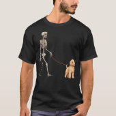 Funny Goldendoodle Skeleton Dog Walking Halloween  Tシャツ (正面)