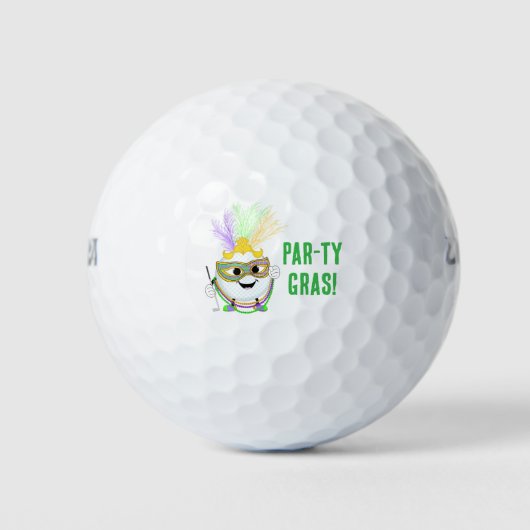 Funny Golf Ball Celebrating Mardi Gras  ゴルフボール (正面)