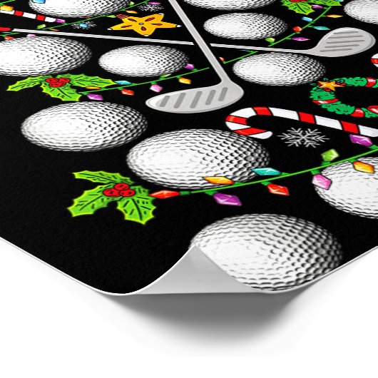 Funny Golf Ball Christmas Tree Christmas Golf Love ポスター (角)