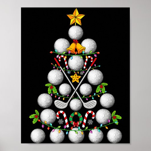 Funny Golf Ball Christmas Tree Christmas Golf Love ポスター (正面)