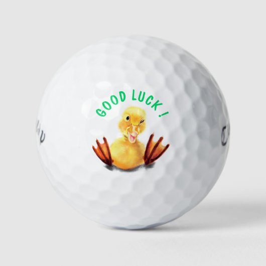 Funny Golf Balls Playful Duck - Good Luck ゴルフボール (正面)