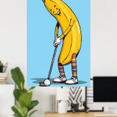 Funny Golf Banana Character Swinging Club  ポスター (ホームオフィス)