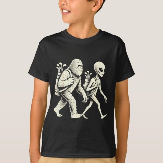 Funny Golf Bigfoot Sasquatch Alien Ufo Golfer  Tシャツ (正面)