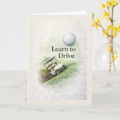 Funny Golf Birthday Card | Learn to Drive Humor カード (黄色い花)