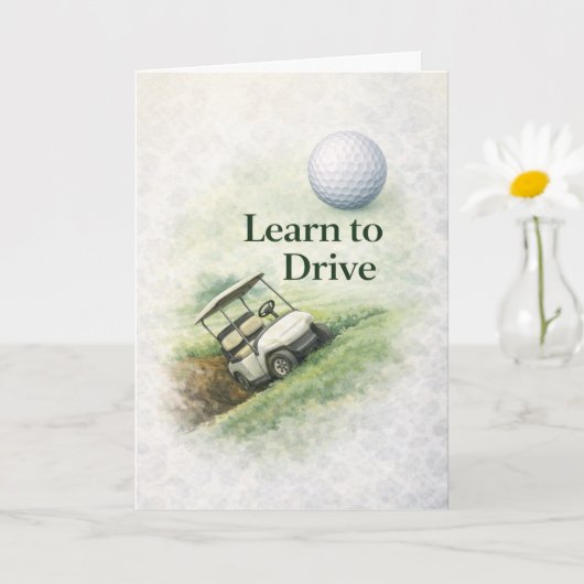 Funny Golf Birthday Card | Learn to Drive Humor カード (小さな植物)