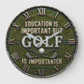 Funny Golf Decor Golfer Gift Rustic ラージ壁時計 (正面)