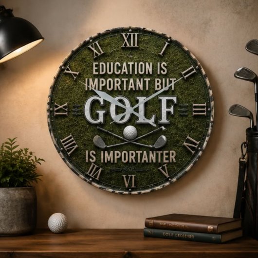 Funny Golf Decor Golfer Gift Rustic ラージ壁時計