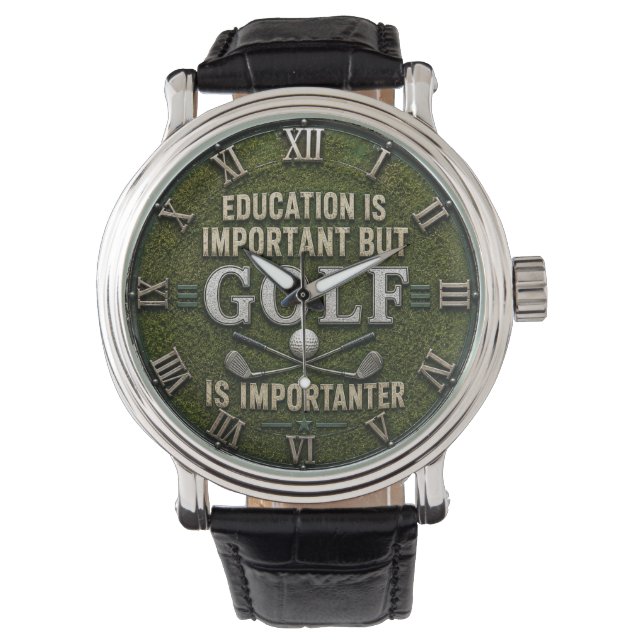 Funny Golf Decor Golfer Gift Rustic 腕時計 (正面)