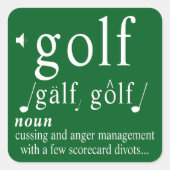 Funny Golf Definition Anger Management Humor Pun   スクエアシール (正面)