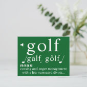 Funny Golf Definition Tee Anger Management Humor   シーズンポストカード (スタンド正面)