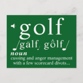 Funny Golf Definition Tee Anger Management Humor   シーズンポストカード (正面)