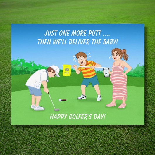 Funny Golf Doctor Delivering Baby After Putt Humor ポストカード